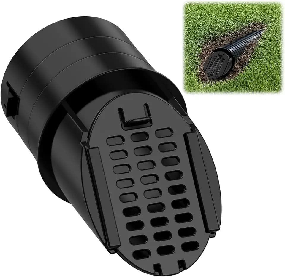 1 Pack 4" Drainage Grate Cover, Rain Diverter, Drainage Grate Yard Drain, Drain Emitter for Sump Pump Discharge & Downspout Extensions, Fit 4" SCH 40, 4" SDR 35, 4" Corrugated Pipe-Black