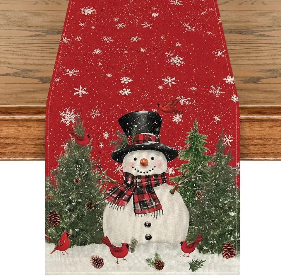 Artoid Mode Snowman Christmas Table Runner Home Party Decor 13x72 Inch