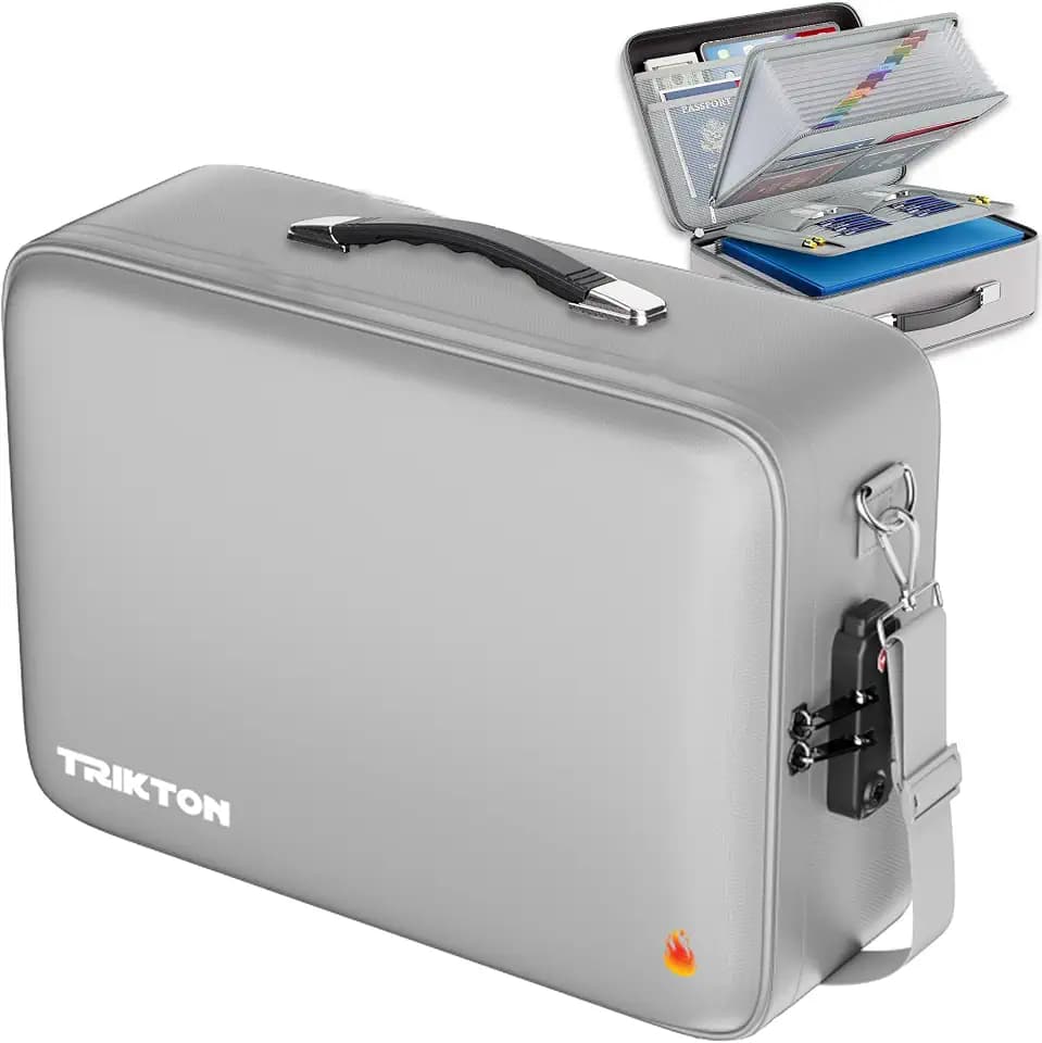 XXL Legal-Size Fire & Water-Resistant Document Box with TSA Lock - Hard-Shell Case (17×13×6 in) Hard Case File Organizer for Important Documents, Laptop, Passport, Wills, Certificates (Silver)