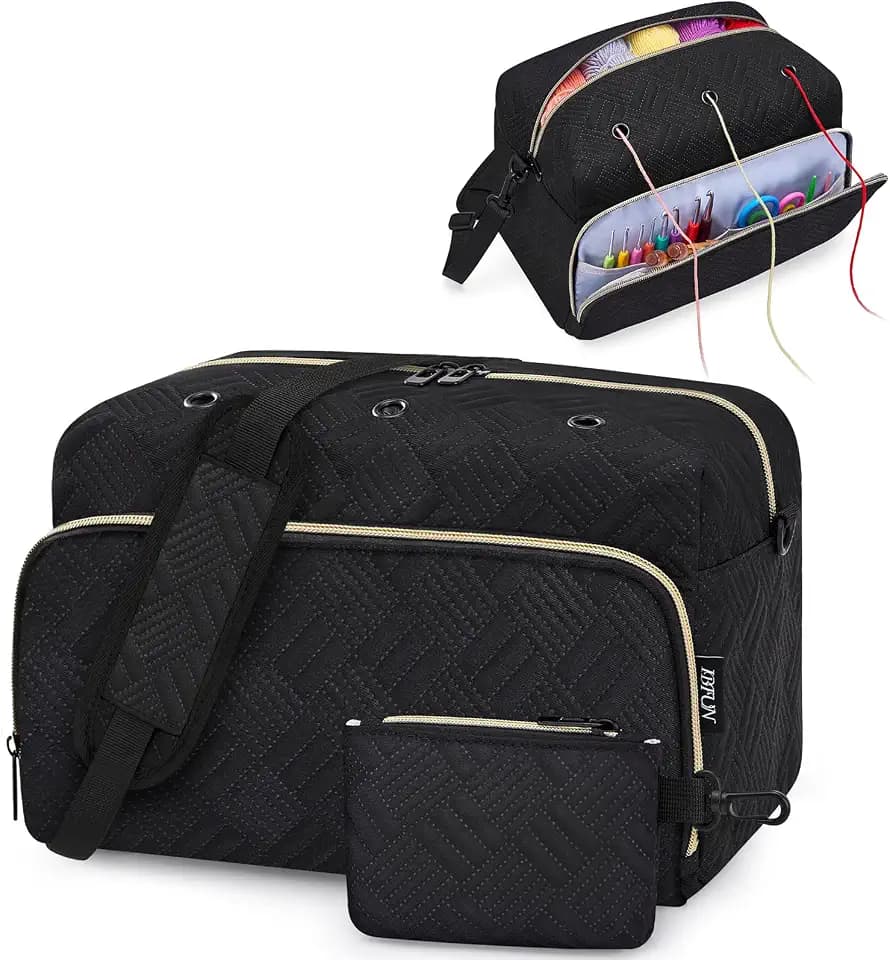 IBFUN Crochet Yarn Knitting Bag Organizer for Knit Accessories Hooks