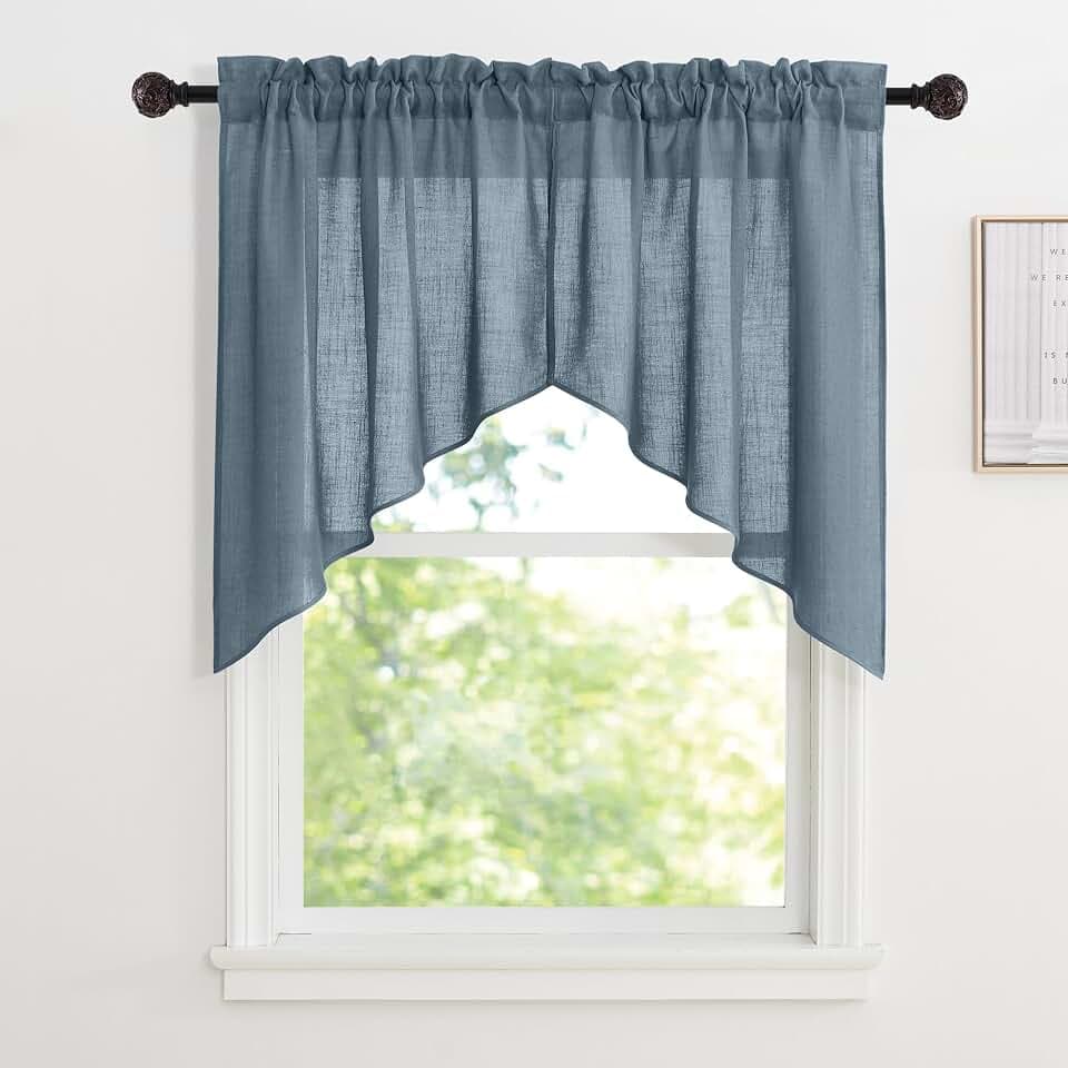 RYB HOME Swag Valances for Kitchen Window Cafe Bathroom RV Camper Basement