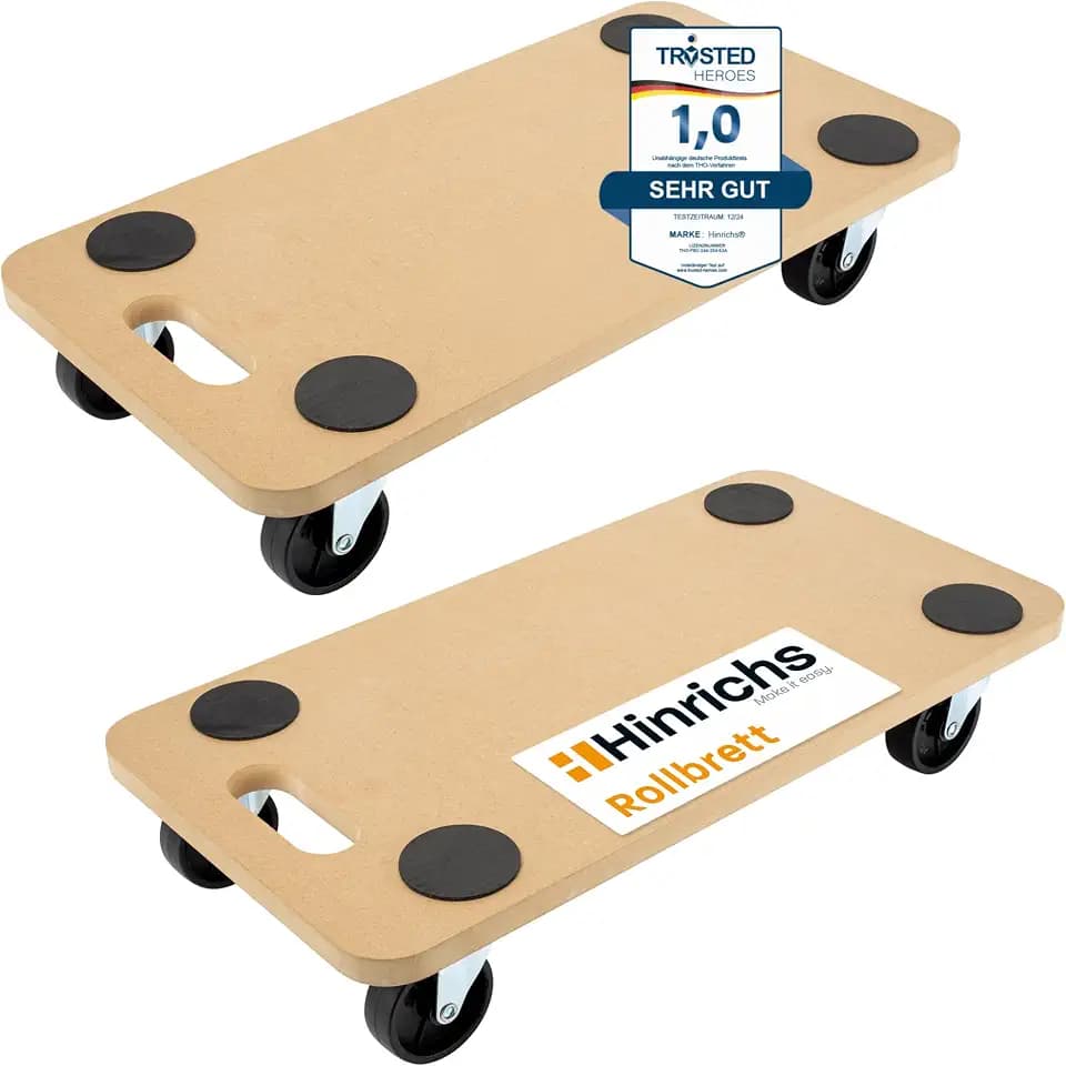 Hinrichs 2X Transportroller 58 x 30cm - Transport Rollbrett für Umzug & Werkstatt - Rollwagen Transport - Möbelroller Schwerlast max. 200 kg Tragkraft - Transporthilfen für Möbel - Transportbrett