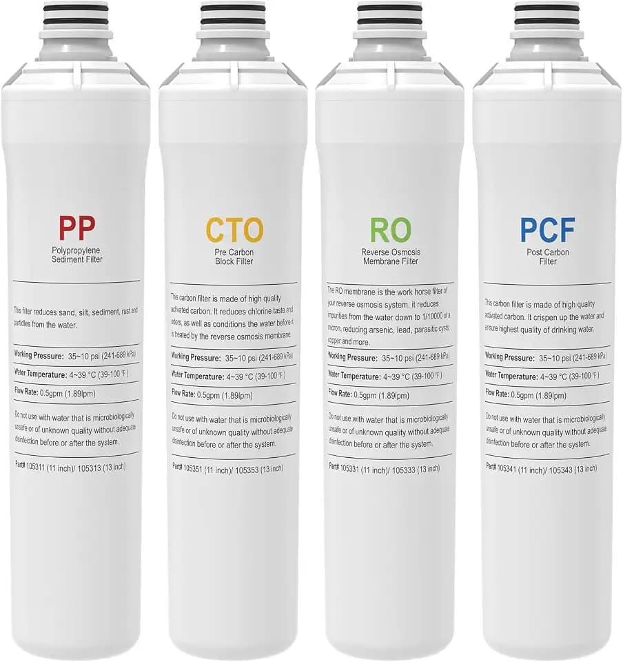 4-Pack Filter Kit Compatible with Watts Premier RO Pure Zero/Pure Plus