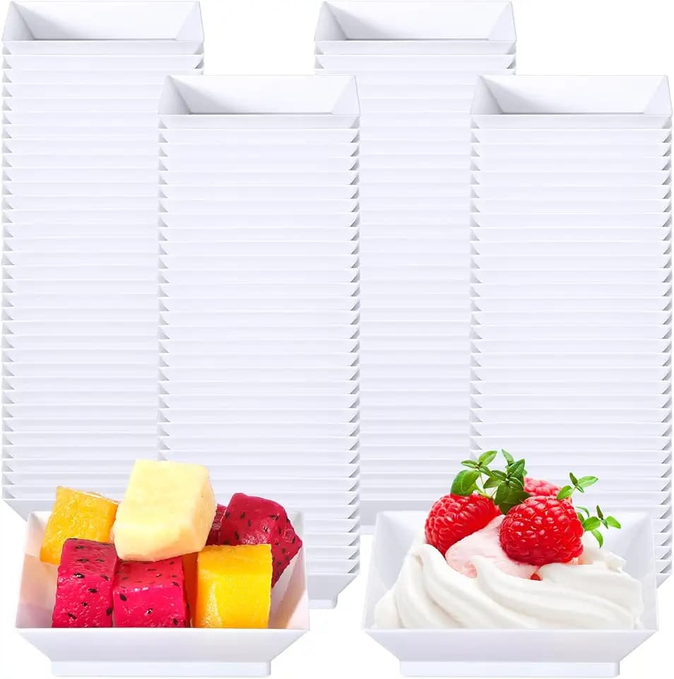 200 Pieces Mini Square Dessert Plate,2.5 x 2.5 Inch,White