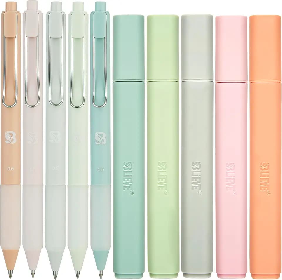 BLIEVE Bible Highlighters And Pens No Bleed, Chisel Tip & Rollerball Pens, Multicolor Ink, Comfort Grip & Fast Dry, Cute Bible Journaling (PASTEL)