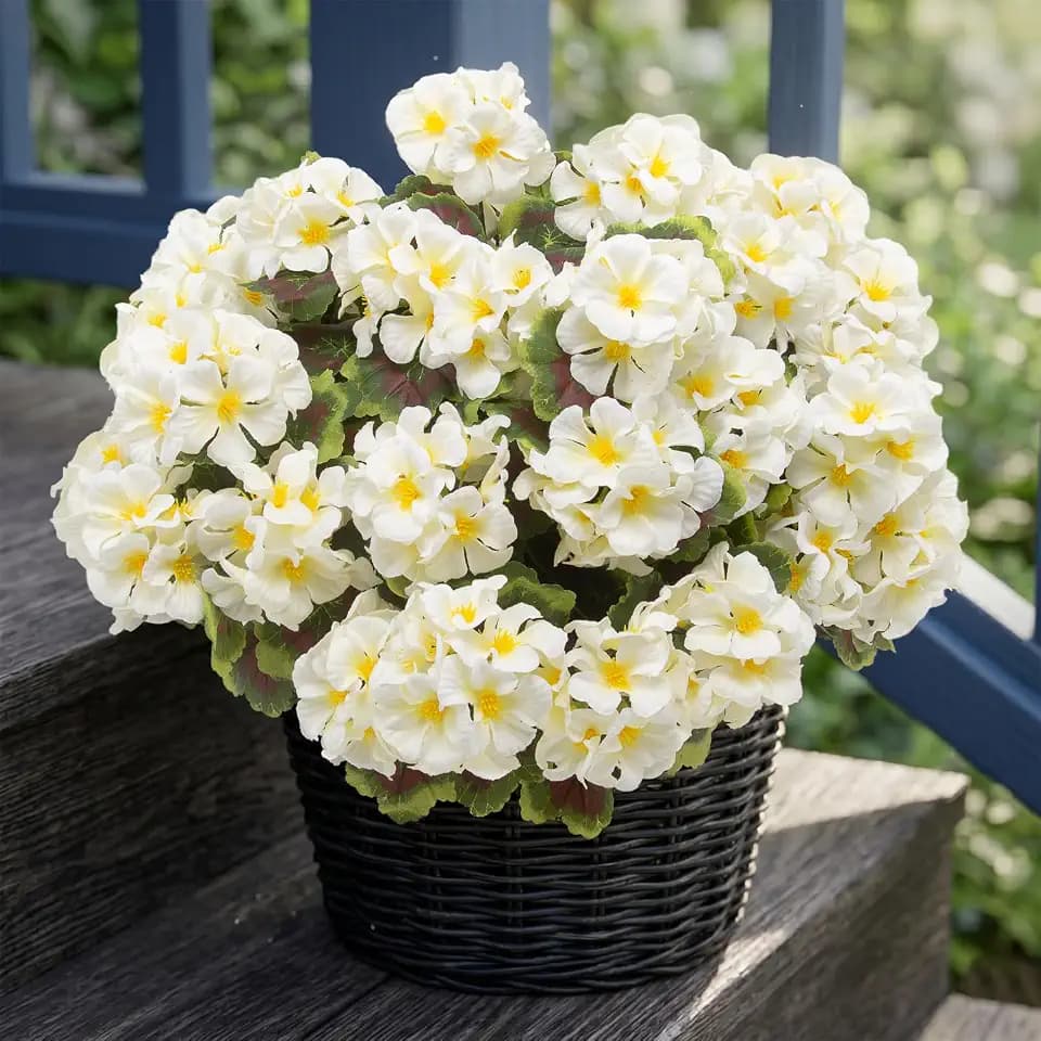 lovemoon 8 Pcs Geraniums Artificial Flowers for Outdoor Decor, White