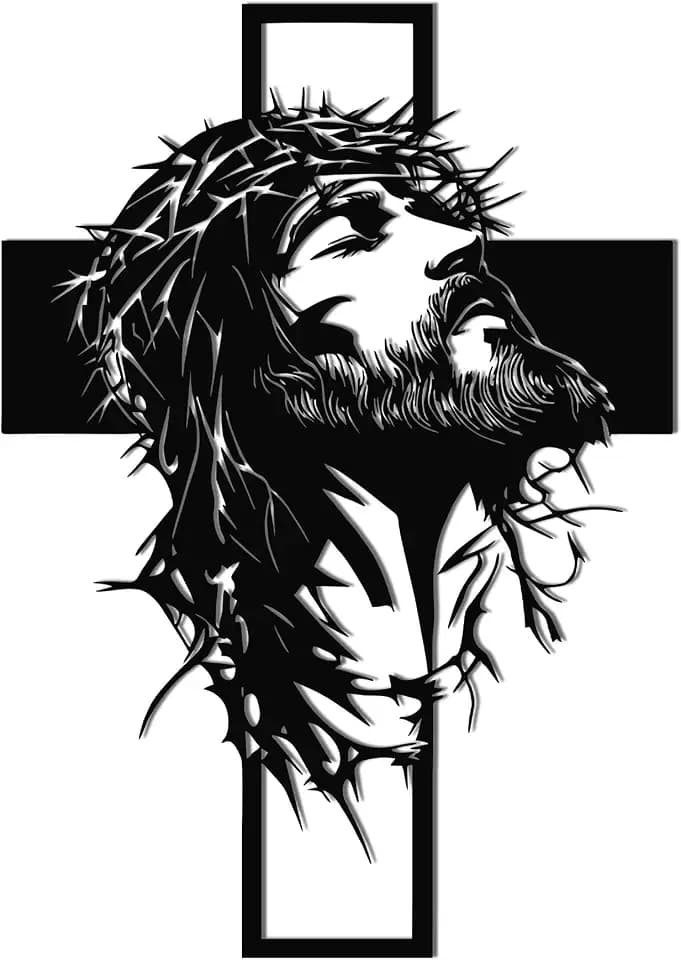 Slickss Jesus Wall Art Metal Cross Decor, Christian Religious Wall Hanging