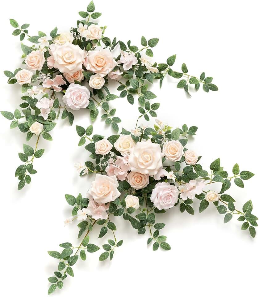 Ling's moment 2 Pack Pink Floral Garland Wedding Arch Flowers