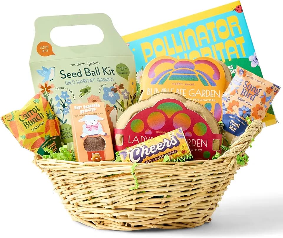 Modern Sprout Eco-Friendly Prefilled Gift Basket for Plant Lovers - Large