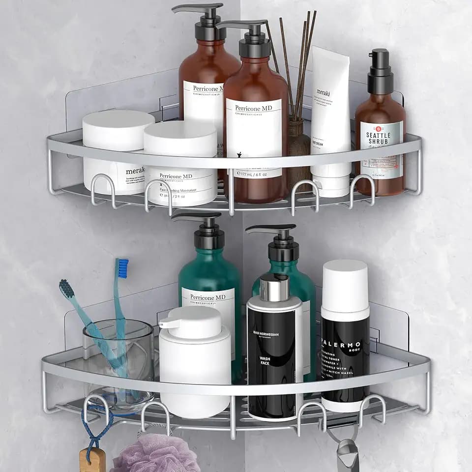 Corner Shower Caddy for Bathroom Storage,Silver,2 Pack