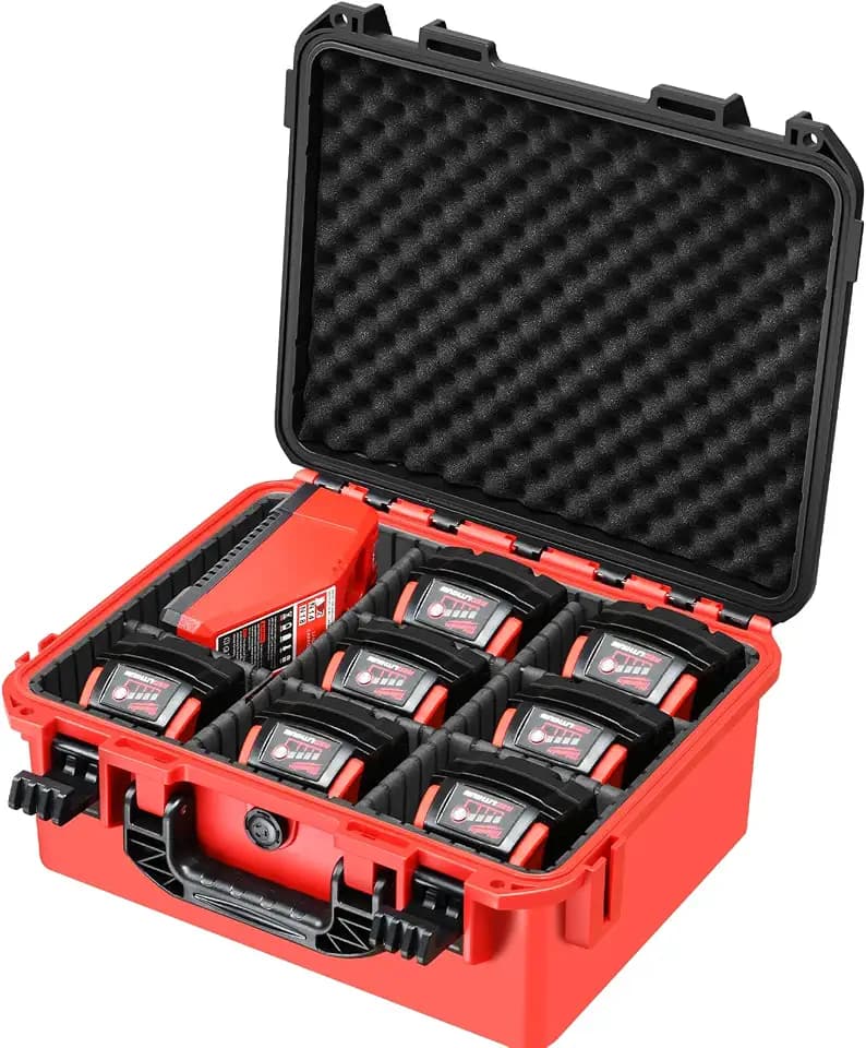 Storage Box for Milwaukee Battery Case: Waterproof with Adjustable Divider