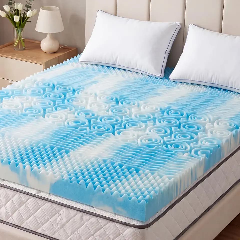 DUMOS 2 Inch King 5‑Zone Cooling Gel Memory Foam Mattress Topper