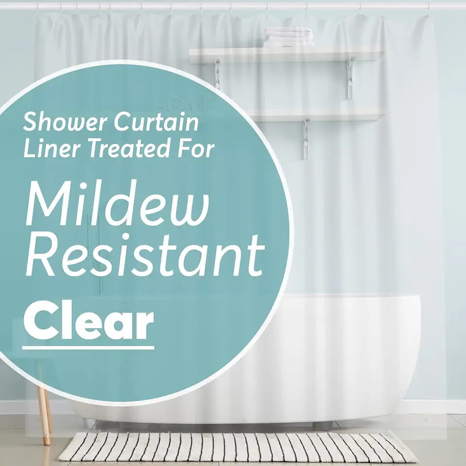 BigFoot Shower Curtain – 72 x 84 PEVA Premium Shower Curtain with Rustproof Metal Grommet and 3 Magnetic Weights – Odor Free and Compatible with Standard Showers, Clear