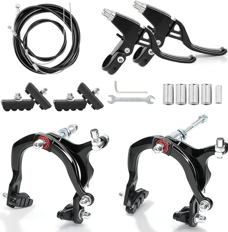 Bike Brake Set, Front & Rear C Caliper Brake Kit, Bike Brake Pads, C Shape Brake Caliper, with Bicycle Brake Levers, Bicycle Brake Cable Kit for Most Children Bike/Road Bike/Mountain Bike-Black