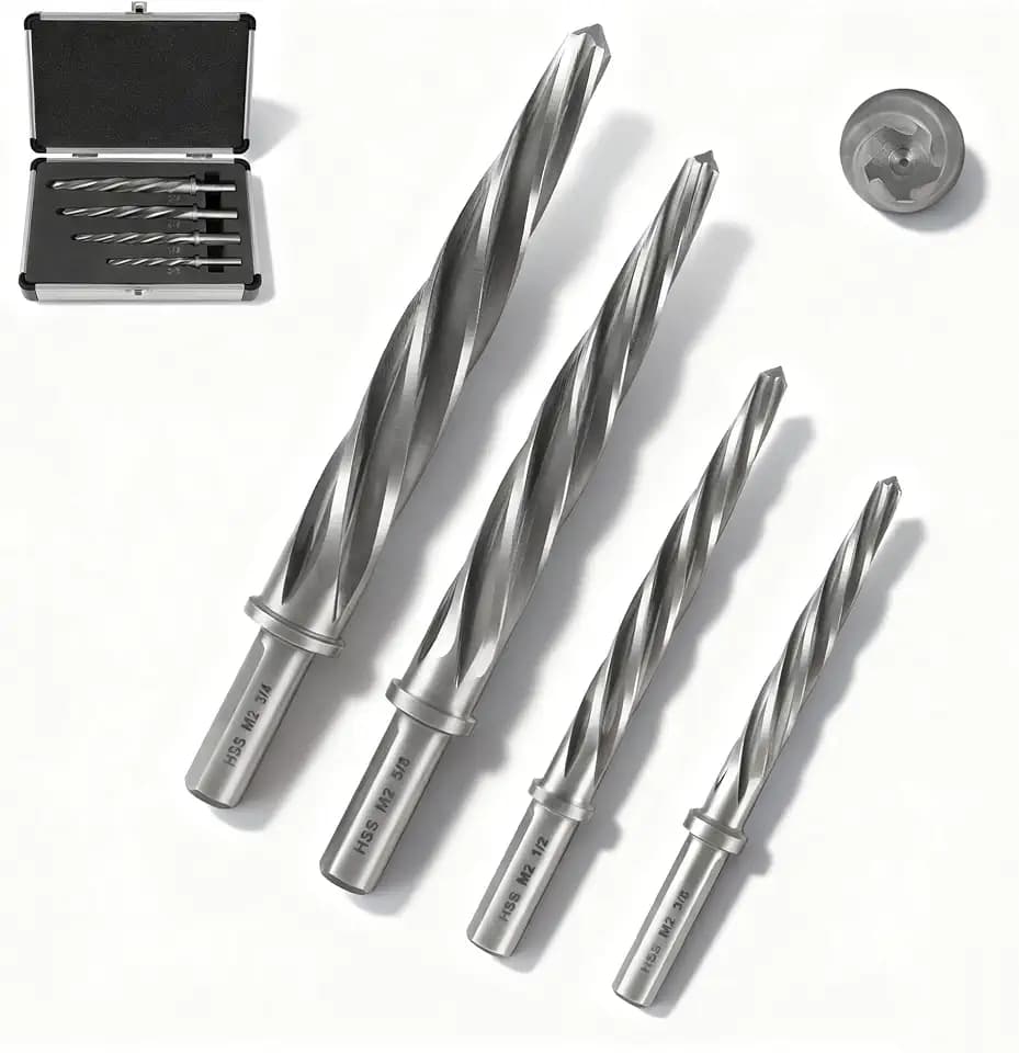 Lichamp 4pc M2 HSS Taper Reamer Set for Steel 3/8-3/4in