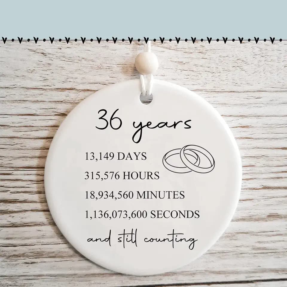 36th Wedding for Her or Him, 36 Years Marriage Gift for Couple or Parents, Bone China Anniversary Present for Wife Husband