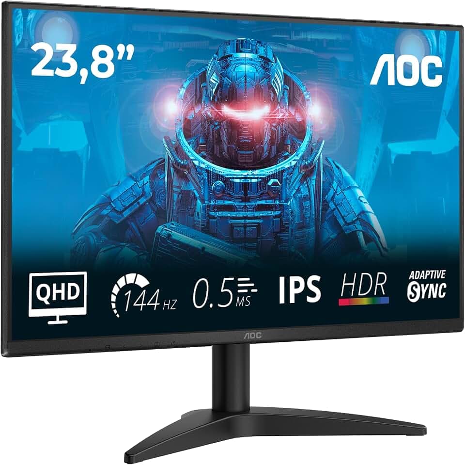 AOC Q24B36X 24 Zoll WQHD Gaming Monitor, 144Hz, IPS Panel, 4ms GtG, HDR10, (2560x1440 HDMI 1x 2.0 DP 1x 1.4) Schwarz