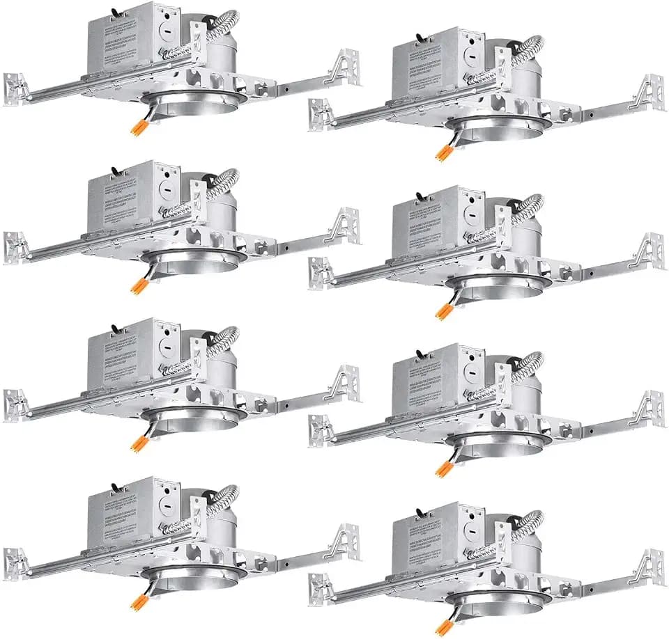 TORCHSTAR 8-Pack 4 Inch Shallow New Construction Recessed Lighting Housing