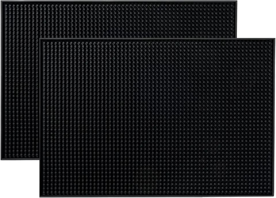 BARsics PVC Bar Service Mat for Cocktail Bartender 18x12 inches (Black 2-Pack)
