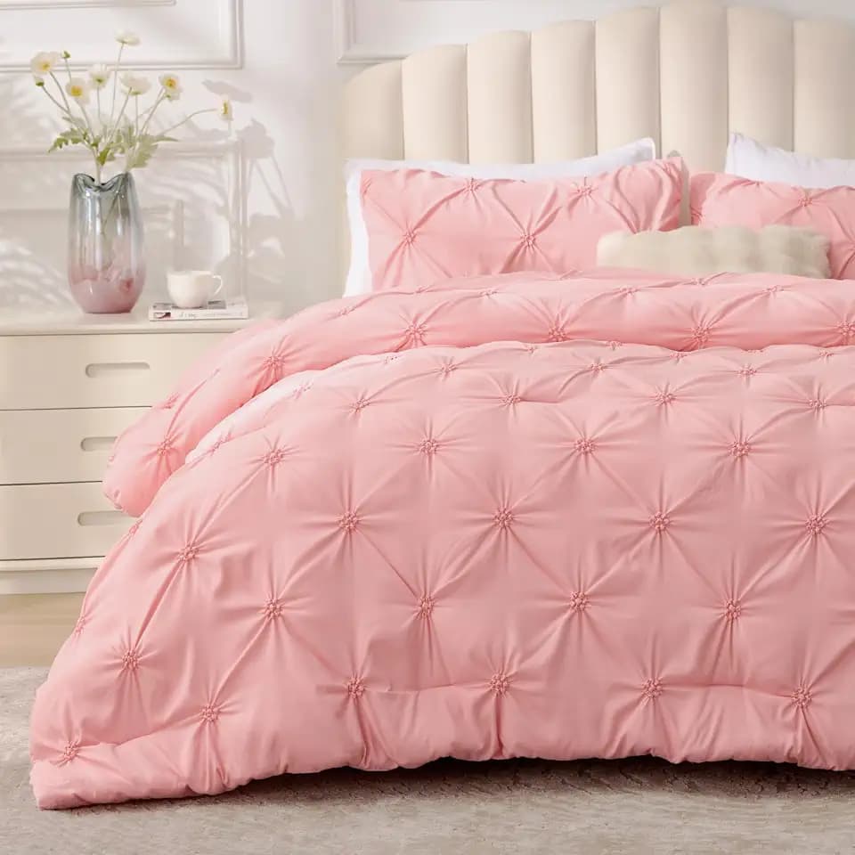BEDELITE Pink Twin Comforter Set,Fluffy & Soft Comforter
