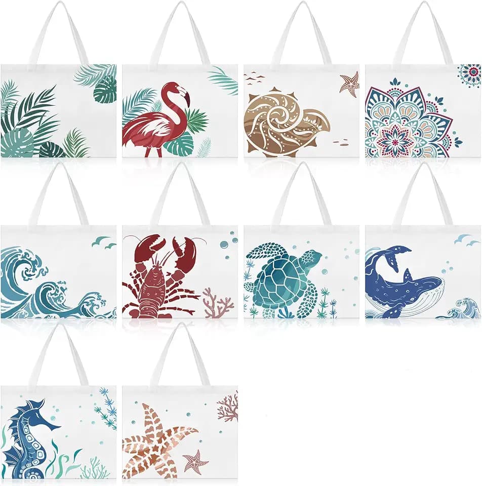 SATINIOR 10 Pcs Beach Totes Bags Canvas Cruise Gifts Bags