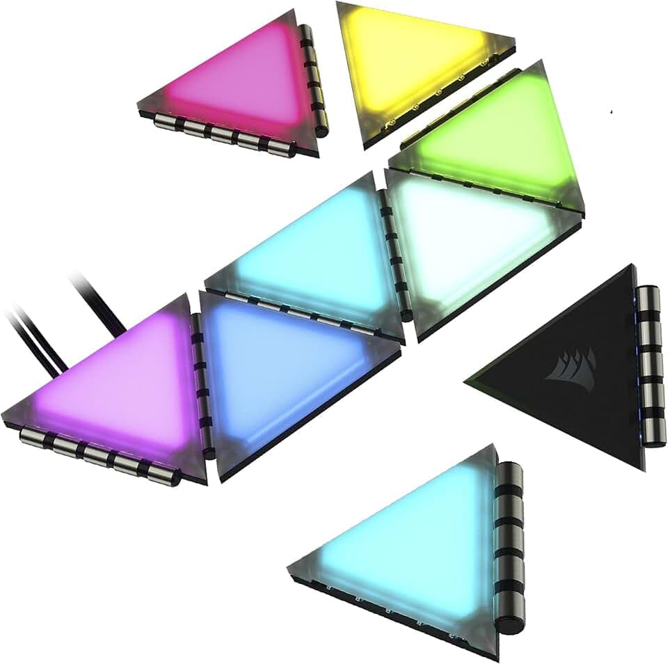 Corsair iCUE LC100 Gehäuse betonende Beleuchtungselemente - Minidreiecke - 9 x Tile Erweiterungskit (81 RGB-LEDs mit Lichtstreuung, 81 RGB-LEDs mit Lichtstreuung) CL-9011115-WW Durchsichtig