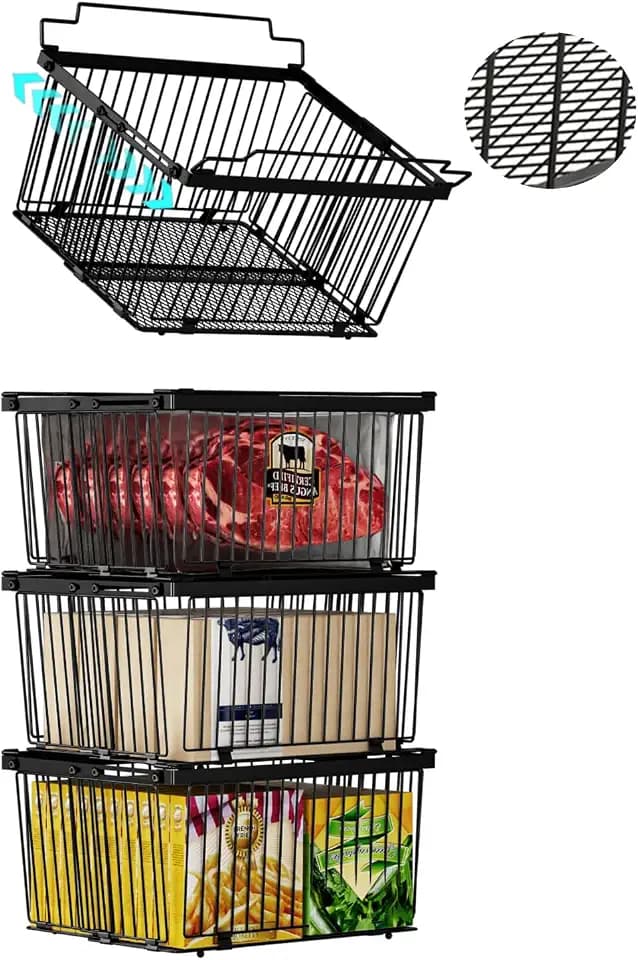 Large Freezer Organizer Bins for 5 to 9 Cu.Ft,Leak-Proof Bottom,4Pack