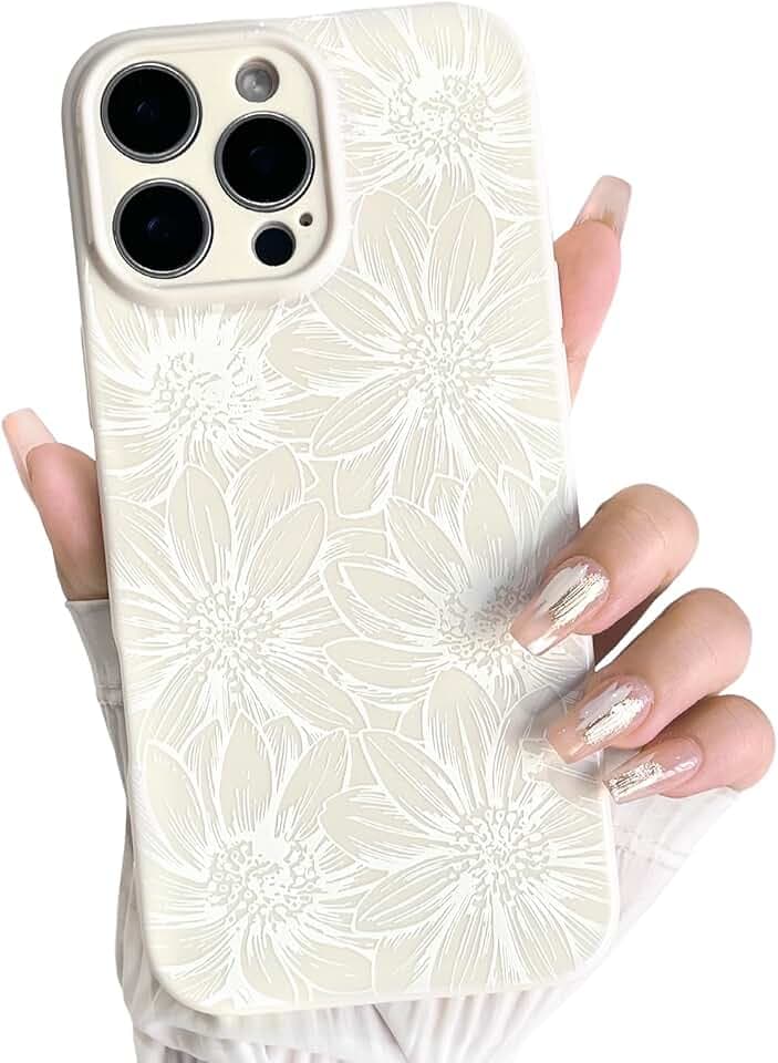 NITITOP for iPhone 16 Pro Case Cute Sunflower Flower Floral - White
