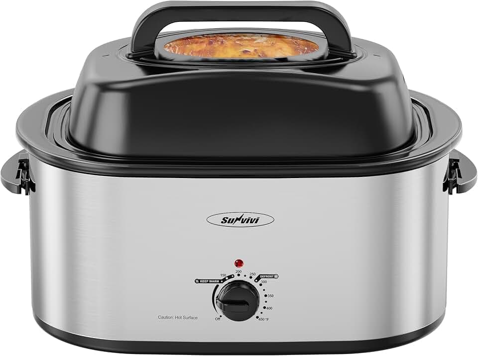 Sunvivi 28QT Roaster Oven for Large Whole Turkey, Countertop Roaster Cooker