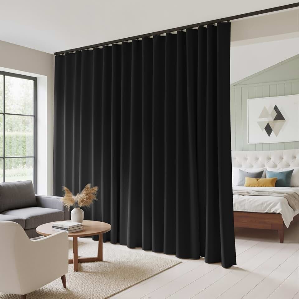 RYB HOME 100% Blackout Room Divider Curtain for Sliding Glass Doors