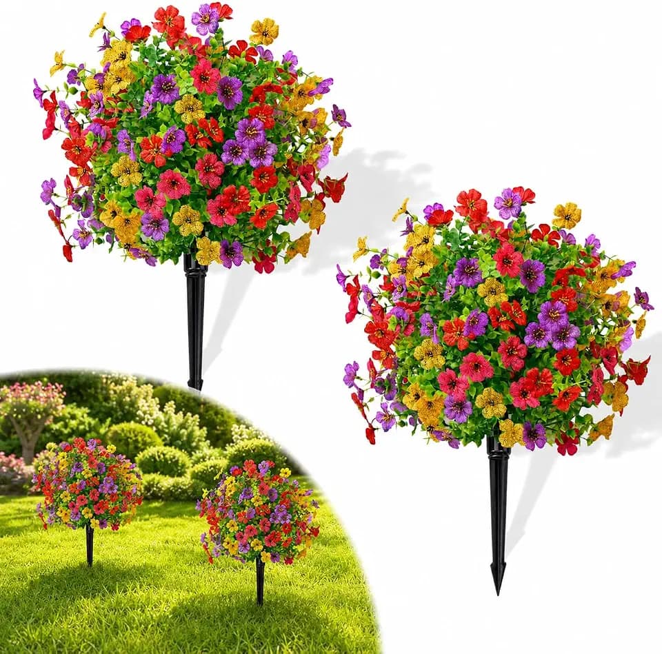 Artificial Outdoor Plants, 22 Inch UV Resistant Faux Flower Topiary Balls