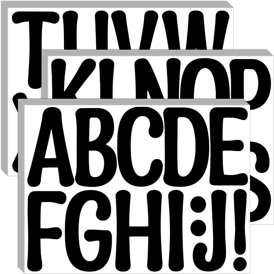 Bemeol 30 Sheets Large Letter Stickers 4 Inch Alphabet Letter Stickers Self Adhesive Sticker Letters for Bulletin Boards Classroom Home Decor(Black)