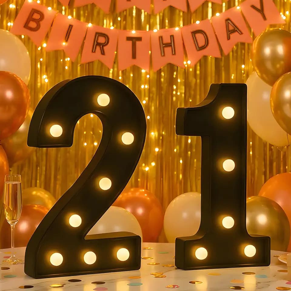 21st Birthday Decorations for Her Him, Black Light-Up Number 21 Sign, Battery-Operated Illuminated Party Table Decoration Backdrop Wall Decor, 21st Birthday Gifts for Him Her ZJDZTK