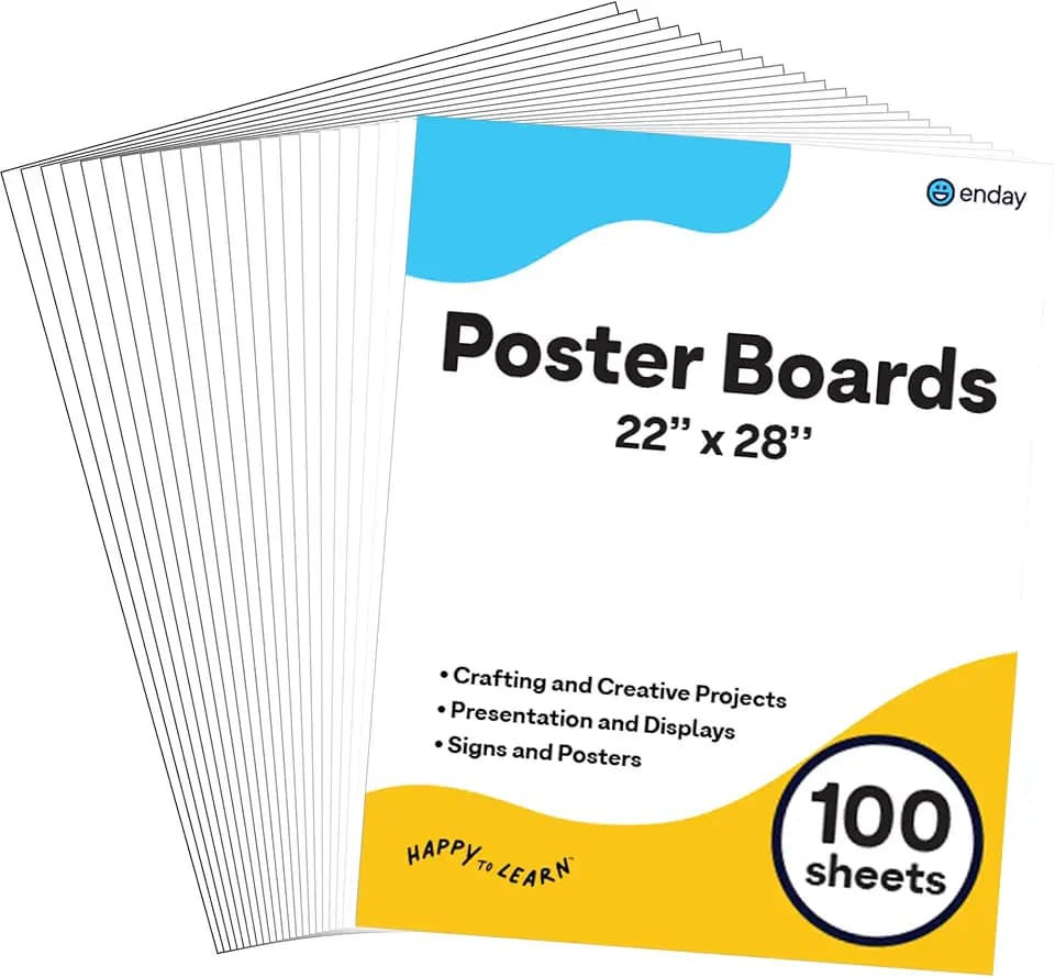 White Poster Board Poster Paper, Value Poster Boards Pack of 100 Sheets Posterboard, Large Poster Board Bulk for School Supplies Art Craft Project Presentation - Enday (22 x 28)