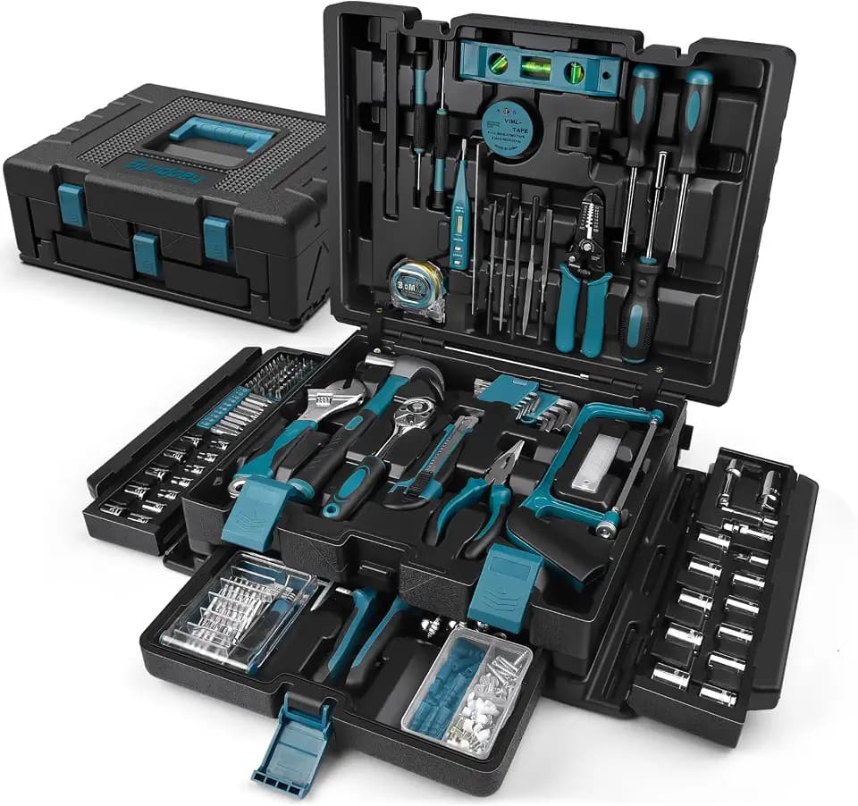 Sundpey 379 Pcs Portable Complete Home and Auto Tool Kit with Drawer Blue