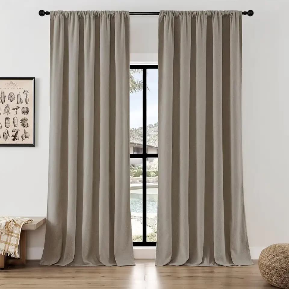 Joydeco Light Filtering Curtains 108 Inch Length for Bedroom, Faux Linen Curtains 108 Inch Length 2 Panels Set for Living Room, Semi Sheer Curtains 108 Inches Long with Rod Pockets(52x108 inch, Linen)