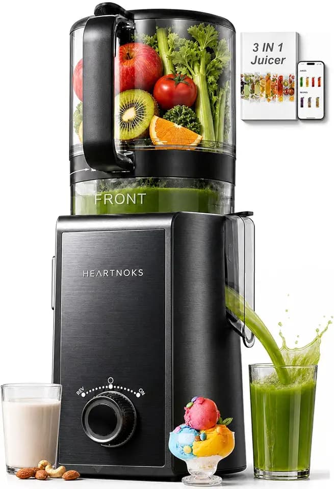 Juicer Machines, 3-in-1 Cold Press Juicer, 6.5'' Wide Feed Chute