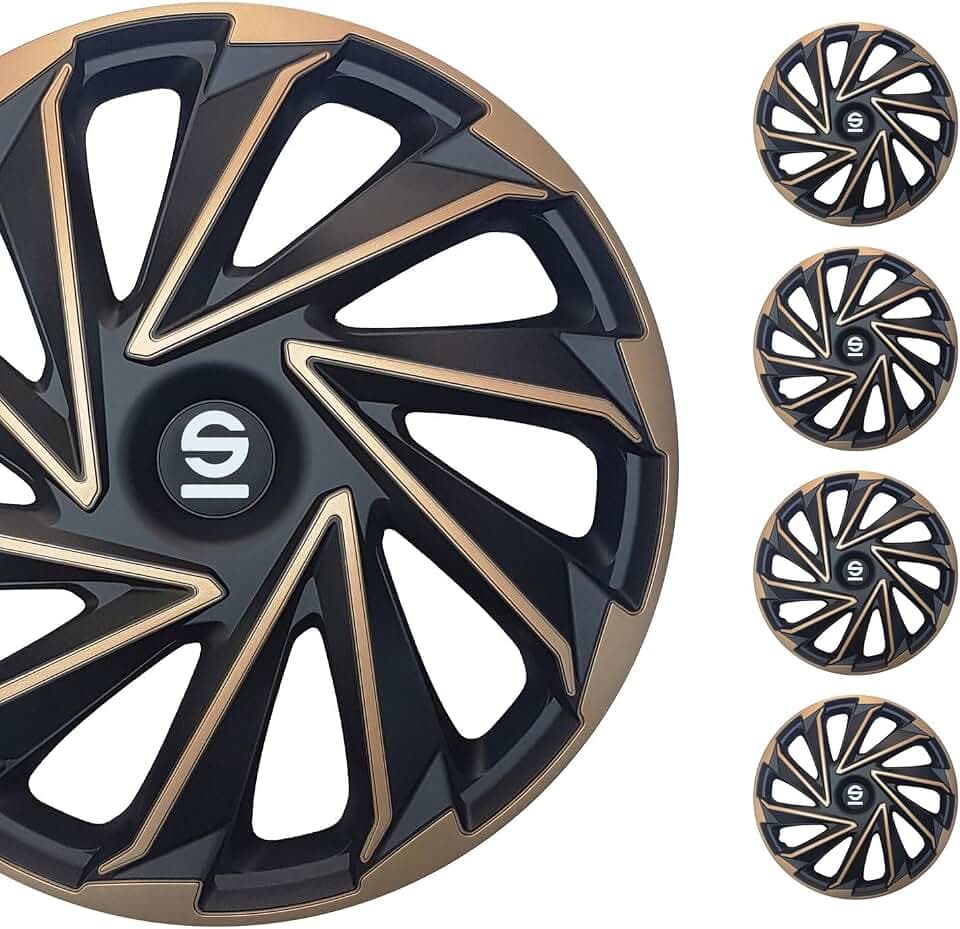 Sparco Radkappen 15" Varese Gold Schwarz 4tlg | Radzierblenden, Radblenden