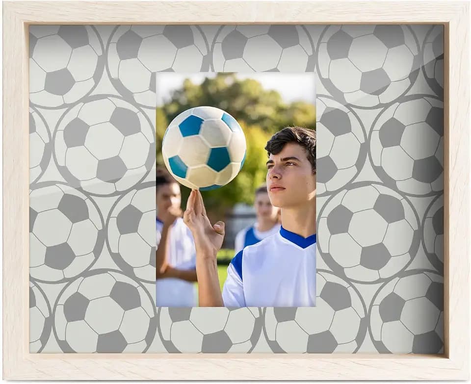 ChalkTalkSPORTS Soccer Picture Frame - Soccer Ball Pattern - Holds 4x6