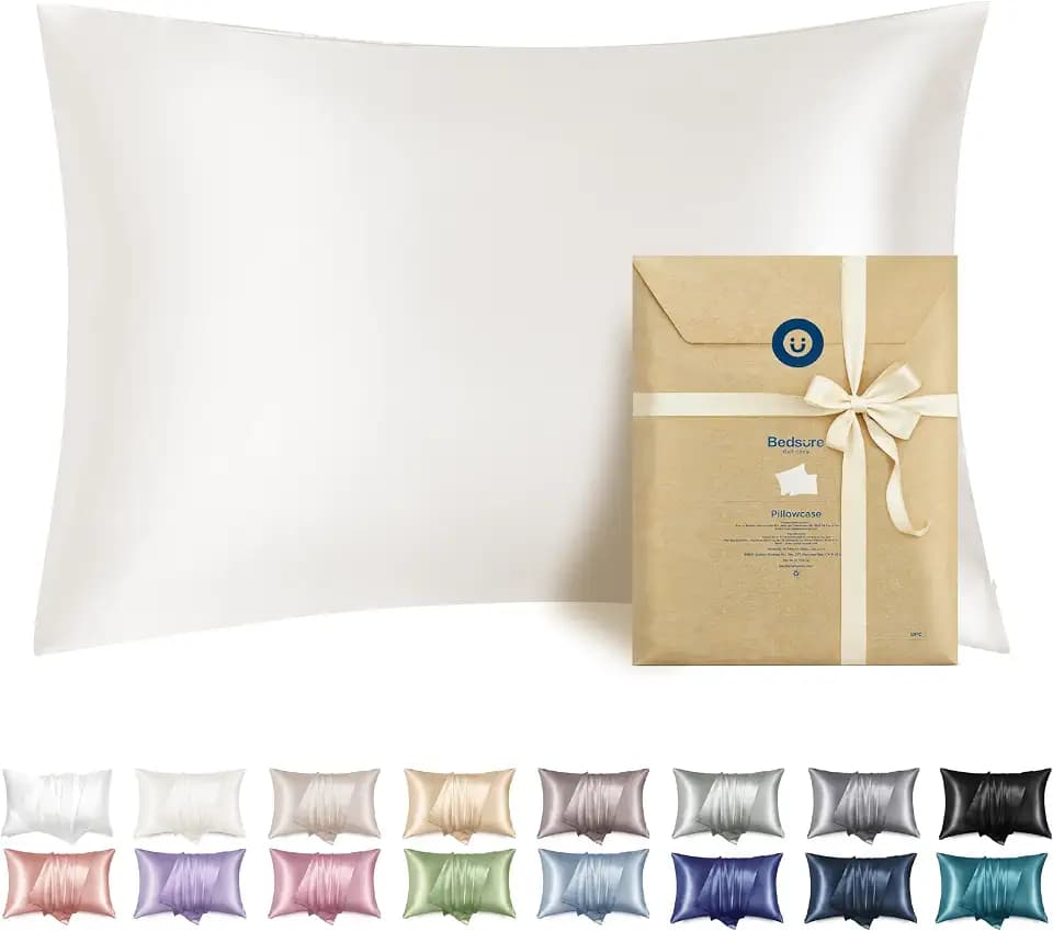 Bedsure Satin Pillowcase with Zipper, Pillow Cases Queen Size Set of 2