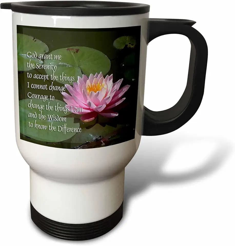 3dRose Serenity Prayer Travel Mug, 14-Ounce, Stainless Steel