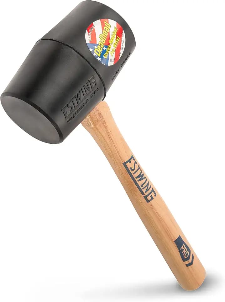 Estwing DH-18 18 Oz Deadhead Rubber Mallet, Wood Handle , Black