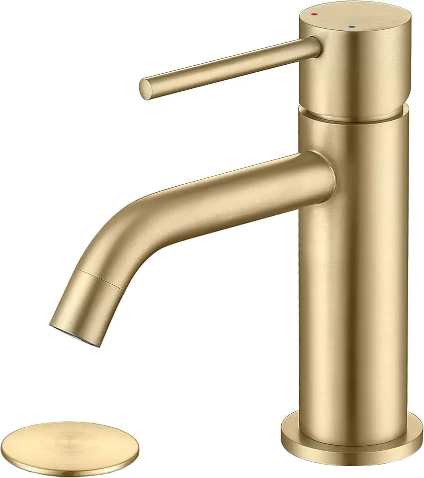 Brushed Gold Bathroom Faucet Single Hole, Gold Sink Faucet Bathroom