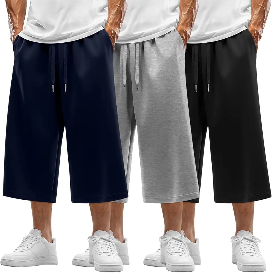 August Alley 3 Pack Men's Capri Pants 3/4 Sweatpants