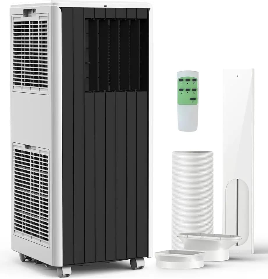 Garvee 8000 BTU Portable Air Conditioner, Complete Window Kit & Remote Included - Easy Setup, Cools 350 Sq. Ft Rooms, 24-Hr Timer, Sleep Mode, Quiet Operation, Black
