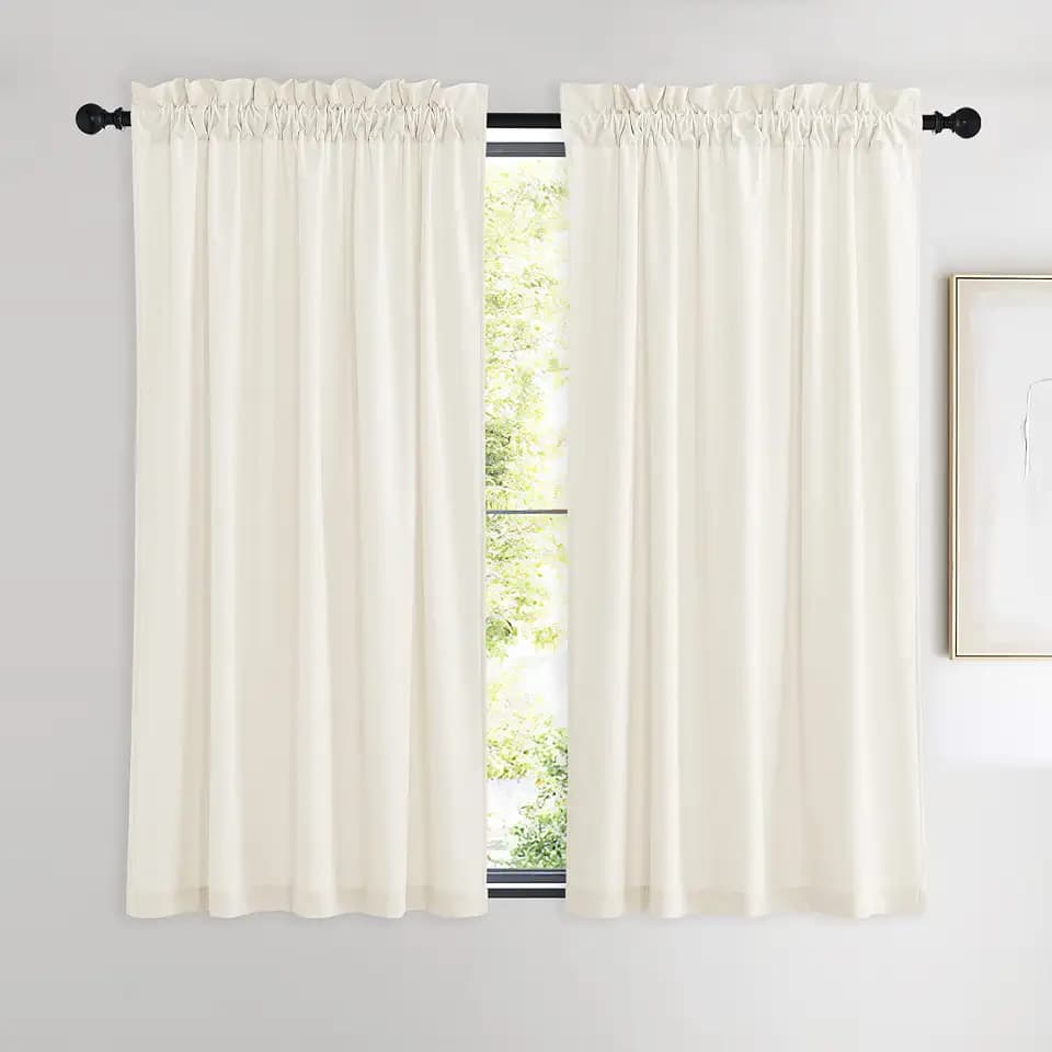 NICETOWN Ivory White Small Velvet Curtains 54" Length 42" Wide
