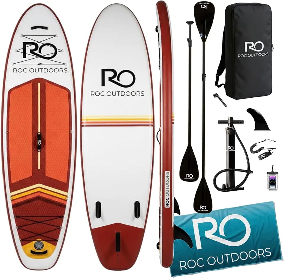 Roc Inflatable Stand Up Paddle Board 10' 6" with Premium SUP Paddle Board Accessories, Wide Stable Design, Non-Slip Comfort Deck for Youth & Adults
