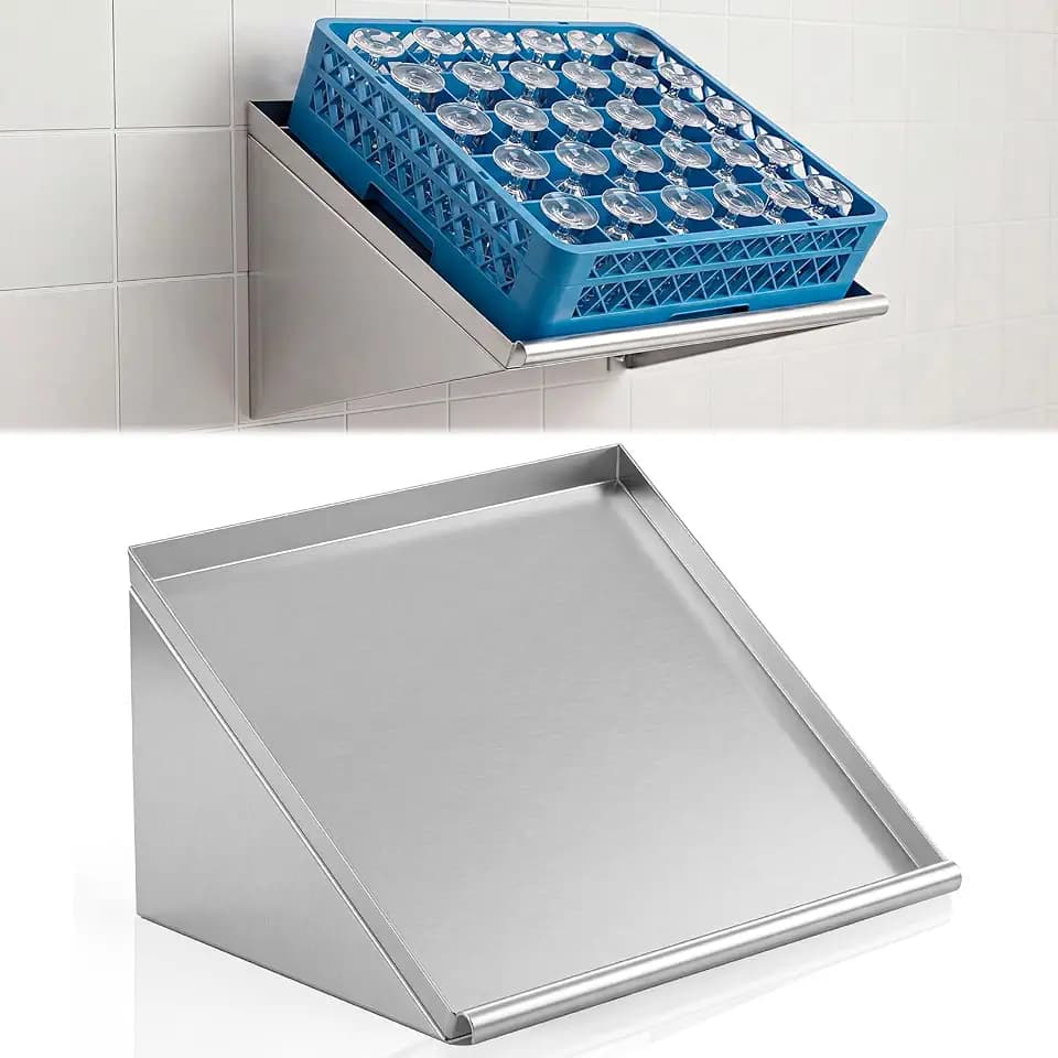 Otooling 21" x 22-1/2" Stainless Steel Wall Mounted Dish Drying Rack Shelf