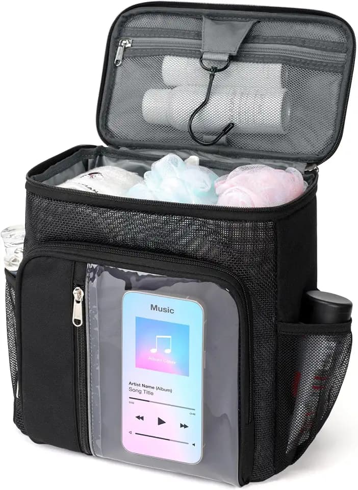 F-color Shower Caddy Portable for Dorm - Shower Bag Fits Full-Size Bottles