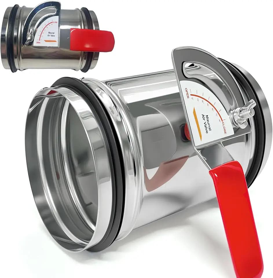 6 Inch HVAC Duct Backdraft Damper - Stainless Steel Manual Adjustable Air Control Valve with Sealing Rubber Gasket for Airflow Ducting Branch Vent Systems